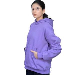 Tariffa Zero per donna felpa personalizzabile con cappuccio essenziale in pile color lavanda e tecnologia