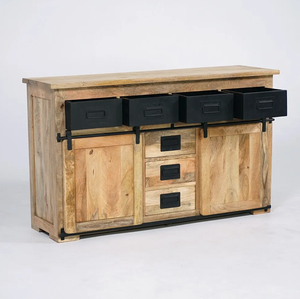 Aparador moderno industrial de madera y metal de 150cm para sala de estar, Baño, Dormitorio, hotel, diseño de París - Product Image 3