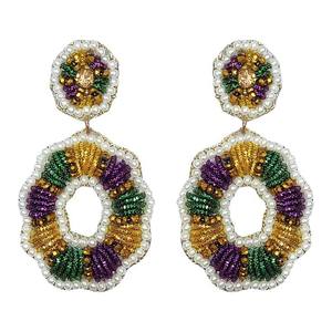 Pendientes bordados de joyería de moda de la India Pendientes de cuentas hechos a mano para mujeres y niñas del exportador de la India - Product Image 6