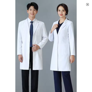 Bata básica blanca personalizable de longitud regular para hombres y mujeres como uniformes de hospital - Product Image 1