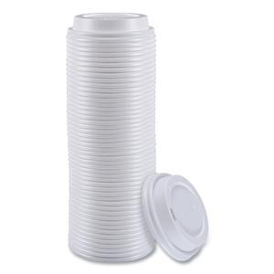 Boardwalk 8 Oz. Couvercles jetables pour gobelets chauds en plastique blanc, 50 par manchon, 20 manchons par carton - Product Image 4