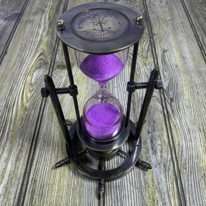 Handmade Modern Design Solid Brass Revolving Sand Timer Hourglass with Wheel <b>Compass</b> Stand for Home Decor or Office Gift - Product Image 2