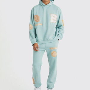 Conjunto de pantalones de chándal y Sudadera con capucha de gran tamaño con estampado personalizado Premium para hombre, chándal informal con hombros caídos, moda transpirable - Product Image 1