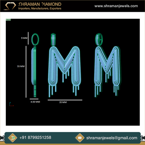 925ชุบทองเงินกำหนดเองเย็นตัวอักษรใดๆ drippy นำโชคเริ่มต้นตัวอักษรสร้อยคอดีจี้เพชรเพชรฮิปฮอป - Product Image 5