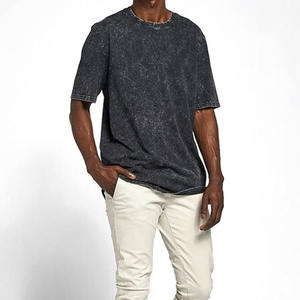 100% coton T-shirt pour hommes coupe ample imprimé lavage à l'acide en détresse sur taille T-Shirt doux coton décontracté à manches courtes blanc - Product Image 4