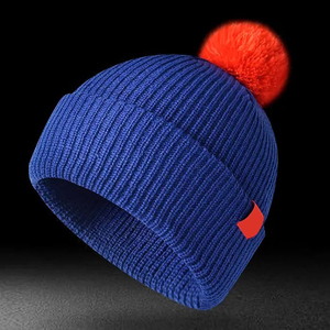 Winter Wear Warm Wholesale Pink Cuffed Ribbed Knitted Unisex Adult Wool/Cotton Beanie Hats POM POM High Quality Latest Beanies - Product Image 3
