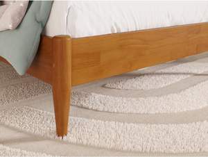 Traditional Design Solid Light Toffee Wood Twin Low Profile Platform <b>Bed</b> <b>Modern</b> Wooden <b>Beds</b> - Product Image 5