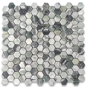 S31XH Sagano Mármol verde vibrante Azulejo de mosaico hexagonal de 1 pulgada Pulido Moderno Baños Cocinas Villas Piso Losa de calcita - Product Image 1