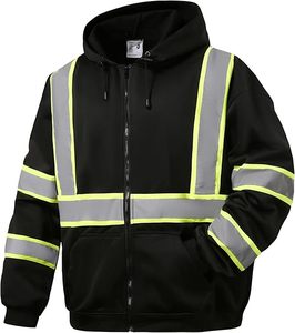 High Quality Fluorescent High Thermal Polyester Work Uniform Hoodie Super Visible Hivis Reflective Safety Sweatshirt <b>Jacket</b> - Product Image 6