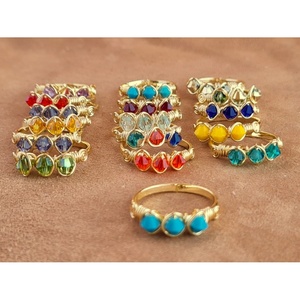 Stylish Gold-Plated Fashion <b>Rings</b> with Vibrant Stones for Resale Appeal - Product Image 1