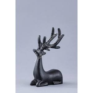 Escultura de Ciervo Negro Sentado, Artesanía en Aluminio Fundido, Figura de Reno con Astas, Arte Pop Moderno, Decoración Navideña para el Hogar - Product Image 1