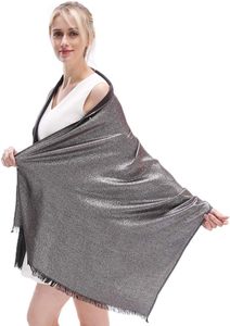 Women's Solid Color Long <b>Shawl</b> Wholesale Soft Metallic Sparkling Pashmina <b>Wrap</b> Evening Casual Wear Ladies Traditional Scarf - Product Image 6