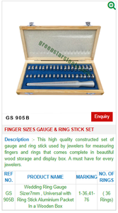 GS 905B Wood Jewelry Tools Set Metal & Aluminium Finger Sizes <b>Gauge</b> & Ring Stick for Jewellery Equipment - Product Image 2
