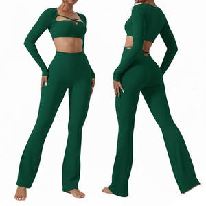 Conjunto de Ropa Deportiva para Mujer de 3 Piezas, Fabricación Profesional, Secado Rápido y Transpirable, Conjunto de Yoga sin Costuras con Patrón Sólido, 2026 - Product Image 5