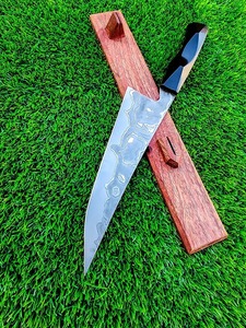 Couteau de chef gravé en acier au carbone fait main avec une belle lame gravée facile à saisir pour le camping industriel et de survie - Product Image 6