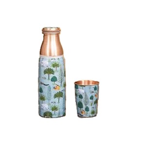 Nouvelle arrivée prix de gros bouteille d'eau de voyage en cuivre pur avec design floral émaillé ustensiles de cuisine taille personnalisée forme couleur - Product Image 1