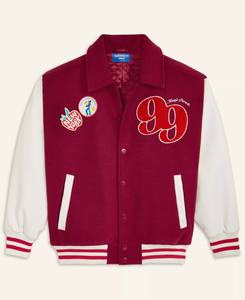 Veste universitaire en laine rouge de haute qualité fabriquée au Pakistan, avec manches en cuir blanc, veste universitaire - Product Image 6