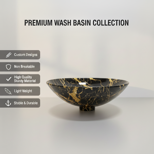 Vente en gros de vasques modernes et écologiques en métal avec marbre noir, facile à nettoyer, dessus de table, évier de salle de bain, fournisseur d'usine - Product Image 6