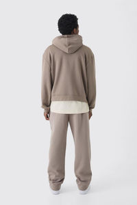 Sweat à capuche en molleton français à fermeture éclair pour homme en coton biologique peigné 450 GSM Coupe régulière Séchage rapide Respirant Logo personnalisé - Product Image 2