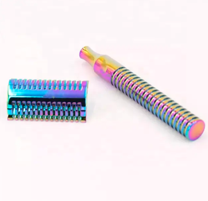 Maquinilla de afeitar de seguridad para hombres de calidad superior Acero inoxidable Color arcoíris Doble filo Hoja doble Belleza Cuidado personal Característica ANAAIF - Product Image 2