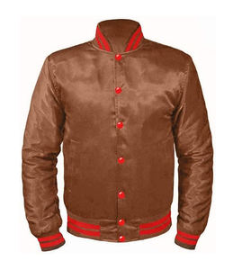 Chaqueta de bombardero bordada OEM para hombres y mujeres, prendas de vestir exteriores de satén de estilo callejero, chaqueta universitaria personalizada con aspecto deportivo universitario - Product Image 1