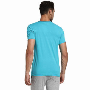 T-shirt pour hommes couleur bleu ciel col rond manches courtes grande taille 100% coton t-shirt uni pour adulte vente en gros - Product Image 2