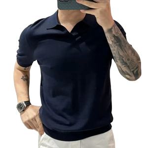 Camiseta Polo de Punto Ligera de Lujo para Hombre 2026, Camiseta Casual de Manga Corta con Cuello en V, Jacquard Sólido y Transpirable - Product Image 5