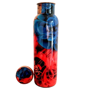 Bouteille en cuivre métallique Finition émaillée Grande bouteille d'eau marketing Conception de feuilles Bienfaits pour la santé Bouteille en cuivre - Product Image 4