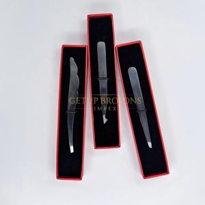 Pinzas para Cejas de Acero Inoxidable Plasma Negro GETUP BROSONS IMPEX, Punta Inclinada, Ligeras y Duraderas, Herramienta de Belleza con Logotipo Personalizado - Product Image 4
