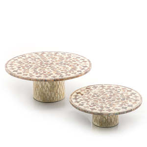 New Arrival Set of 2 Customized Mother of Pearl <b>Cake</b> <b>Stand</b> Latest Serving Trays for Parties Wholesale - Product Image 3