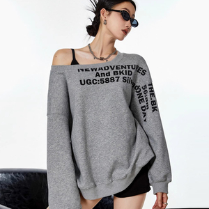 Sweat-shirts à capuche pour femmes de haute qualité avec logo personnalisé imprimé sur toute la surface, style streetwear surdimensionné, épaules tombantes - Product Image 3