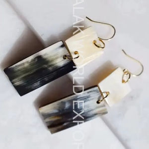 Elegante cuerno de vaca hecho a mano cuerno de búfalo pendientes con perla nuevo diseño ágata joyería personalizable por Falak World Export - Product Image 6