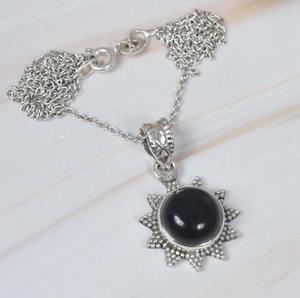 Cadeau de mariage parfait de pierre précieuse d'onyx noir pour l'amour meilleur pendentif de conception pendentif en argent sterling 925 avec des bijoux de timbre 925 - Product Image 3