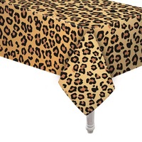 Nappe jetable imperméable en plastique imprimé léopard, protection de table à manger en PEVA résistante à l'huile et lavable