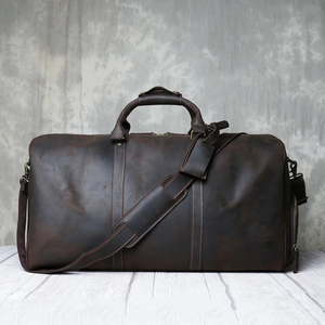 Sac de voyage pliable en cuir véritable grande capacité avec fermeture éclair, design durable pour les voyages - Product Image 3