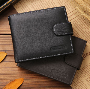 Cartera negra y marrón oscuro con costuras blancas y cierre a presión. Este producto está disponible a un precio al por mayor. - Product Image 1