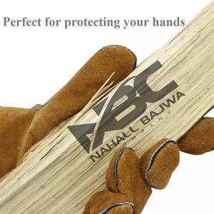 Guantes de soldadura de cuero dividido de vaca de piel de cabra tamaño XL Forro de algodón antideslizante de alta calidad Protección de brazo de mano resistente al calor - Product Image 5