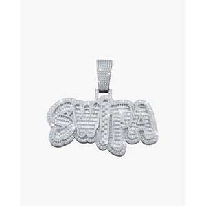 Colgante SWIPA Personalizado de Oro Blanco de 14K con Moissanita VVS y Dijes, 3.5x1.5 Pulgadas, Regalo Unisex - Product Image 4