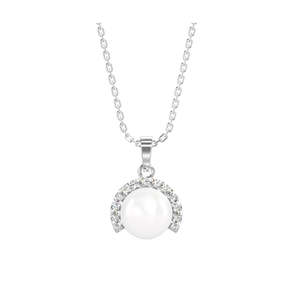 Collar con Colgante de Perla Riko CLARA, Plata de Ley 925 con Baño de Rodio, con Circonita Suiza, Regalo para Mujeres y Niñas - Product Image 1