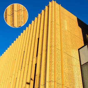 Panneau en aluminium perforé de couleur jaune personnalisé, revêtement mural extérieur, système de <span class=keywords><strong>façade</strong></span> métallique - Product Image 1