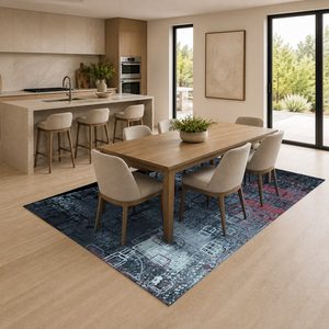Tapis de salon en chenille antidérapant, motif bleu marine imprimé numériquement, lavable en machine, vente en gros RUGS DEPOT LXDP-0856 - Product Image 4