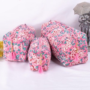 กระเป๋าเครื่องสำอางแบบ 3 ชิ้น ปรับแต่งได้ ผ้าฝ้ายสไตล์วินเทจ ปิดด้วยซิป เป็นมิตรกับสิ่งแวดล้อม กันน้ำ เหมาะสำหรับการเดินทาง - Product Image 1