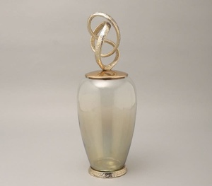 โถสำหรับตกแต่งบ้านสุดหรูทำจากโลหะและแก้วรูปทรงนกและดอกไม้สีทองหรูหรา - Product Image 3