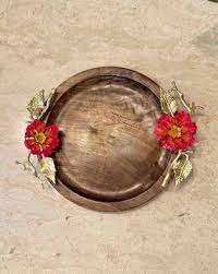 Plateau de service en bois classique avec poignée en métal pour la maison hôtel et restaurants plateau de service de nourriture décor plateaux de service en forme de rectangle - Product Image 2