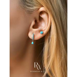 Orecchini a Cerchio in Argento Sterling con Onice Nero a Goccia, Gioielli Trendy con Gemma Nera, Regalo per Lei - Product Image 1