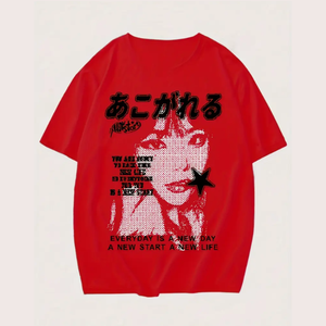 T-shirt Style Y2K pour femmes mode japonaise coupe régulière col rond manches courtes tenue quotidienne Slogan imprimé haut décontracté usine du Vietnam - Product Image 3