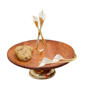 Made Of Stainless Steel With Floral Design Wood Stand <b>Cupcake</b> <b>Holder</b> Luxurious Decorative Cake Serving Stand Snack Serving Stand - Product Image 4