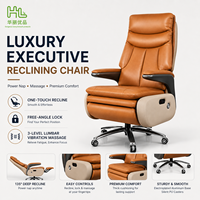 Chaise de bureau de direction ergonomique de luxe moderne en cuir grand format avec dossier haut et base inclinable électrique en alliage d'aluminium