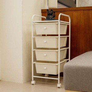 Modern Home Office 4-Tier <b>White</b> Storage <b>Trolley</b> Stylish Salon Storage Unit for Home Use Filing Cabinets - Product Image 1
