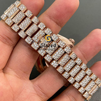 Montre mécanique automatique de luxe pour homme ETA, sertie de diamants de laboratoire, entièrement glacée, en acier inoxydable, cadran analogique en verre